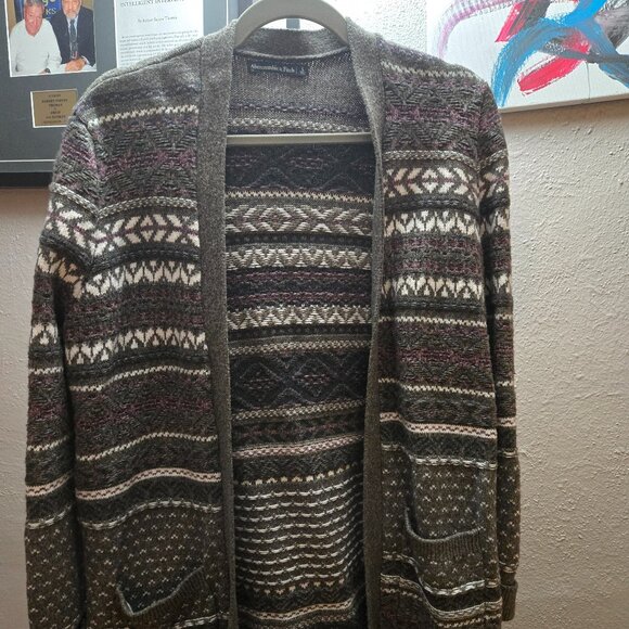 Abercrombie & Fitch Fair Isle Cardigan Sweater | Women’s L | Wool Blend - Picture 1 of 8
